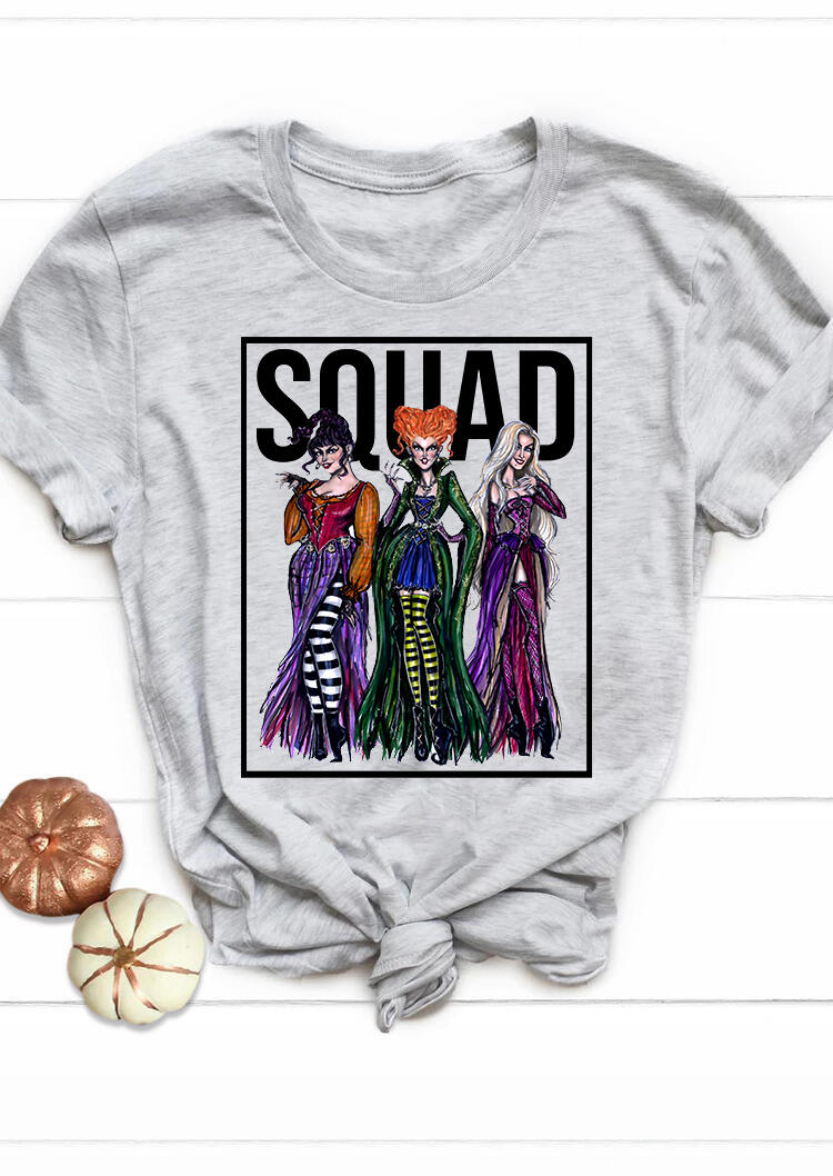

Tees T-shirts Halloween Squad O-Neck T-Shirt Tee in Gray. Size