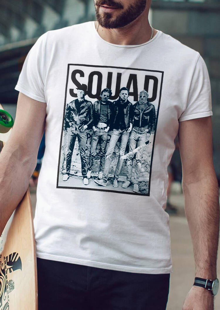 

Men' Halloween Horror Squad O-Neck T-Shirt Tee - White, 455433