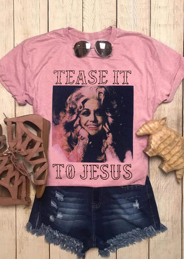 

Tees T-shirts Tease It To Jesus T-Shirt Tee - Pink. Size: M,,XL