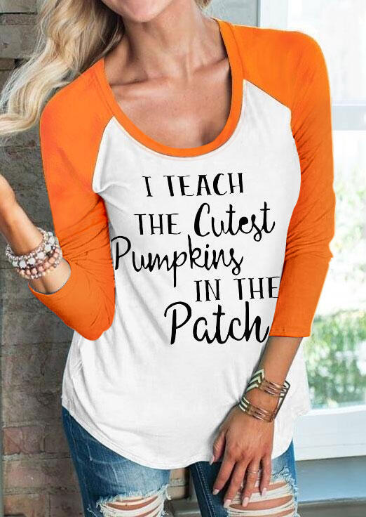 

Halloween I Teach The Cutest Pumpkins Baseball T-Shirt Tee - White, 455445