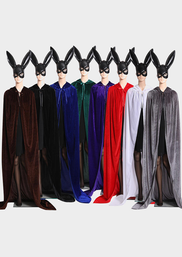 

Capes Halloween Solid Drawstring Hoodied Cape without Mask. Size, Black