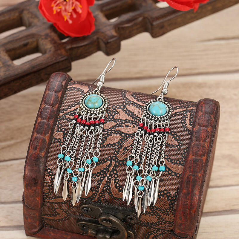 

Long Chain Tassel Turquoise Vintage Earrings, #1, 455518