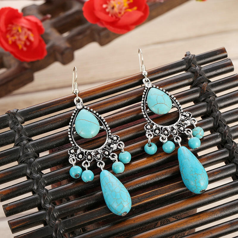 

Earrings Turquoise Bead Pendant Vintage Earrings. Size, #1