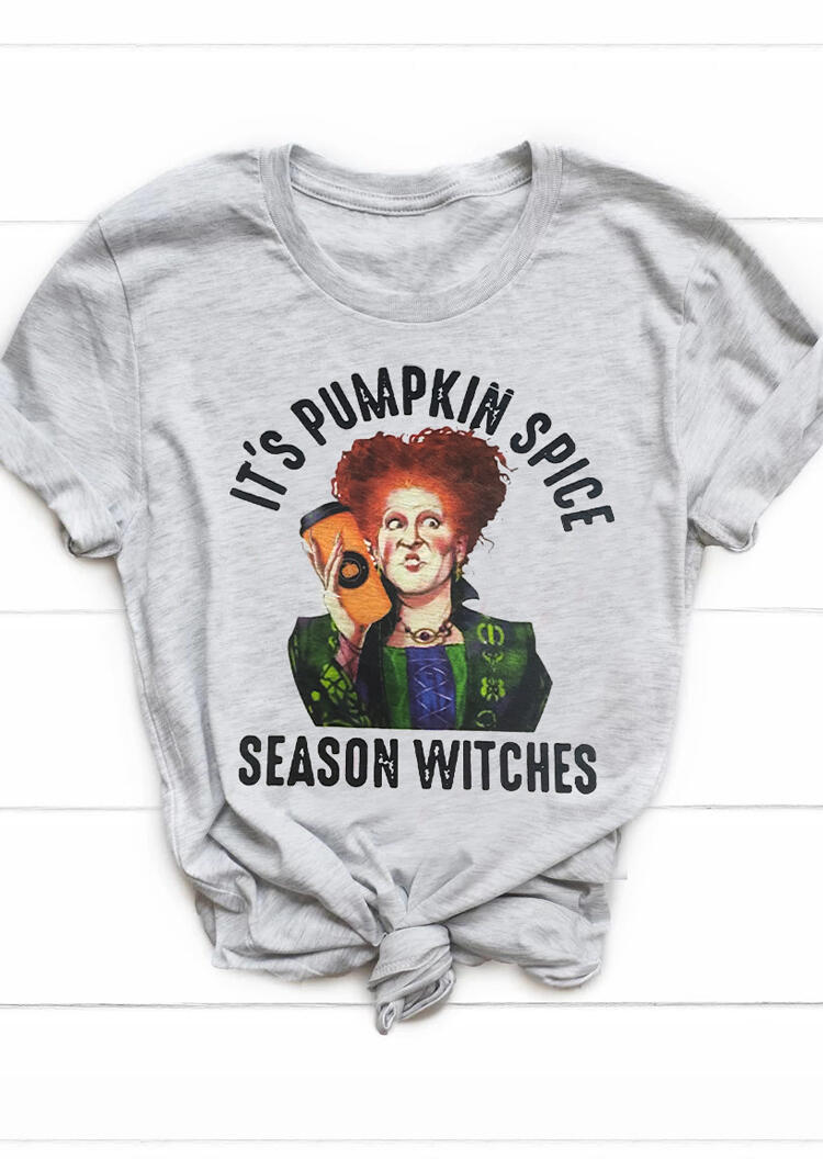 

Tees T-shirts It's Pumpkin Spice Season Witches T-Shirt Tee - Light Grey. Size