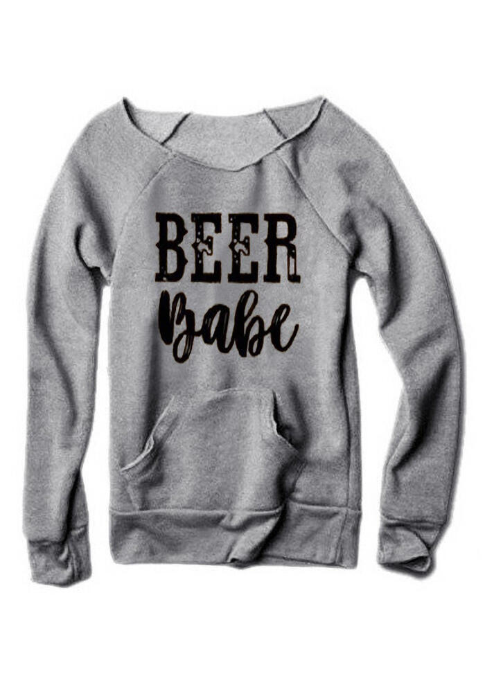 

Beer Babe O-Neck Kangaroo Pocket Sweatshirt - Gray, 455553