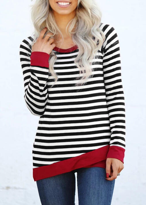 

Tees T-shirts Striped Splicing O-Neck T-Shirt Tee. Size, Stripe