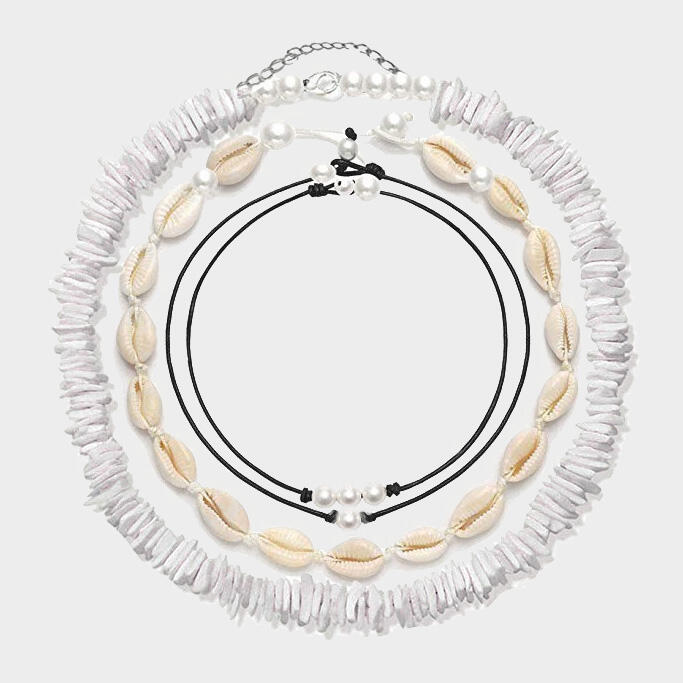 

Sea Shell Pearl Choker Necklace Set, #1, 455597