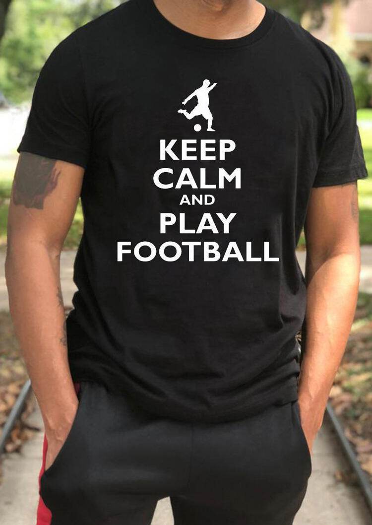 

T-shirts Men's Keep Calm And Play Football T-Shirt Tee - Black. Size: ,M,S,XL