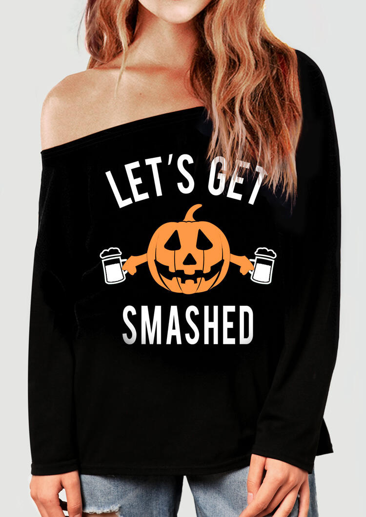 

Tees T-shirts Halloween Pumpkin Face Let' Get Smashed T-Shirt Tee - Black. Size: ,M