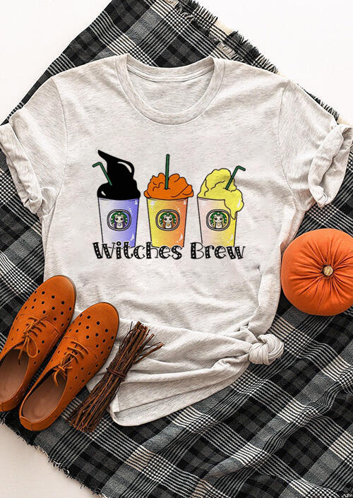 

Tees T-shirts Witches Brew Halloween T-Shirt Tee - Gray. Size: S,M