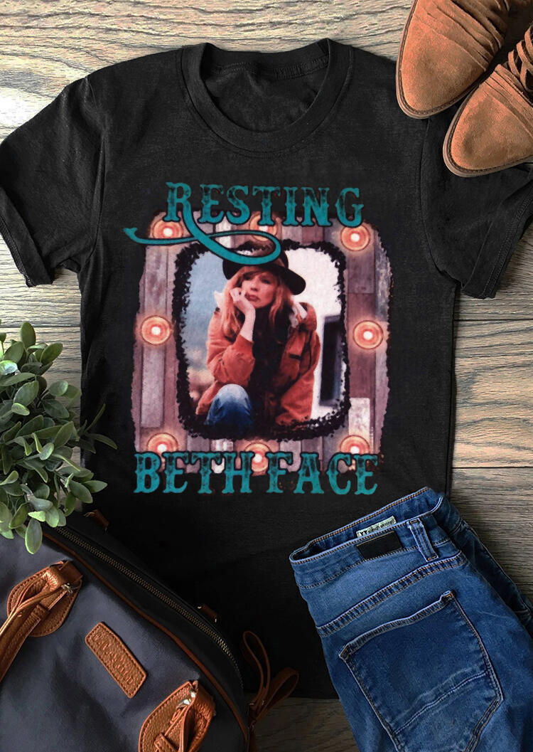 

Resting Beth Face T-Shirt Tee - Black, 455645