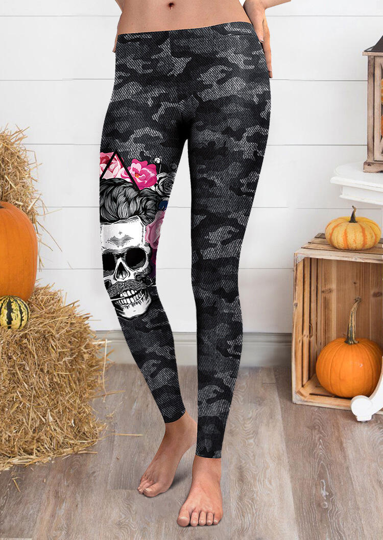 

Halloween Camouflage Printed Skull Leggings, 455593