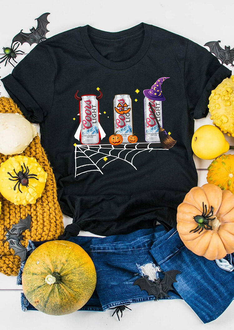 

Tees T-shirts Halloween Pumpkin Coors Light T-Shirt Tee - Black. Size: ,M