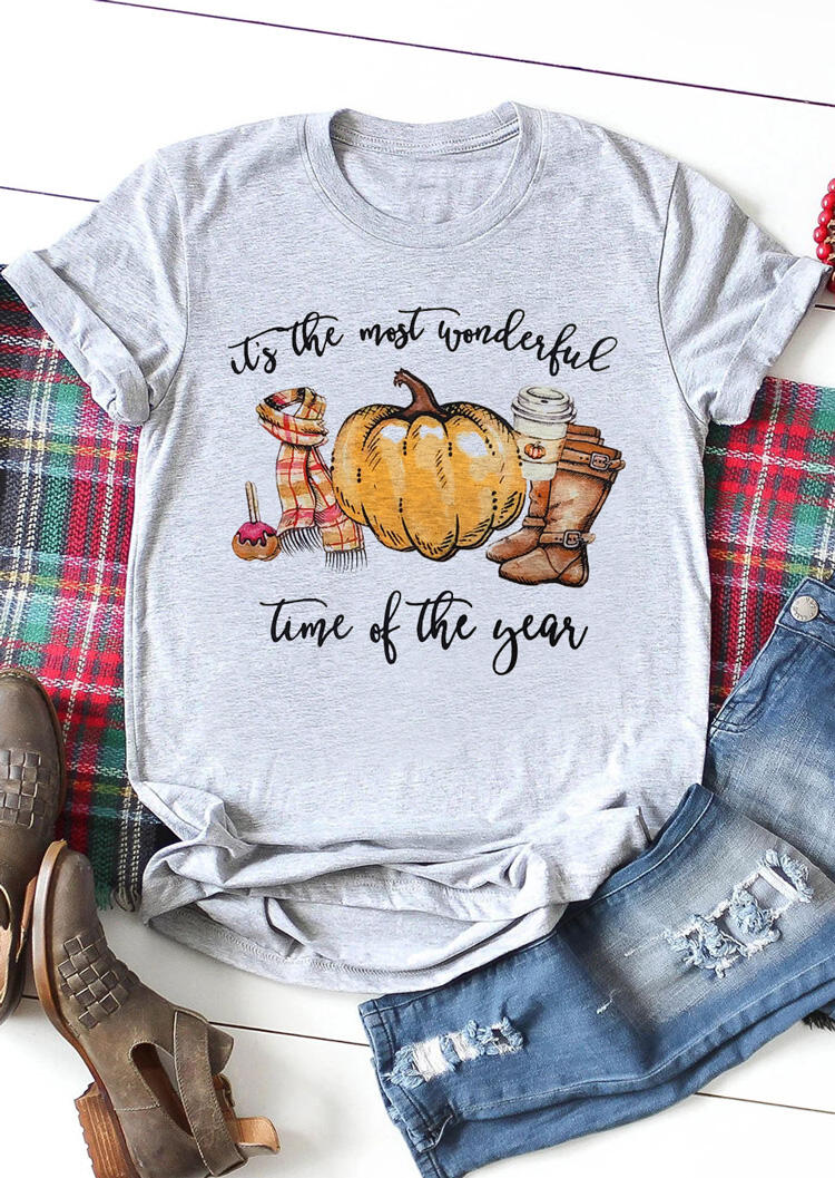 

Tees T-shirts It's The Most Wonderful Time Pumpkin T-Shirt Tee - Light Grey. Size: S