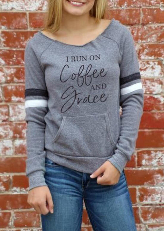 

Hoodies & Sweatshirts I Run On Coffee And Grace Sweatshirt - Gray. Size: S,M
