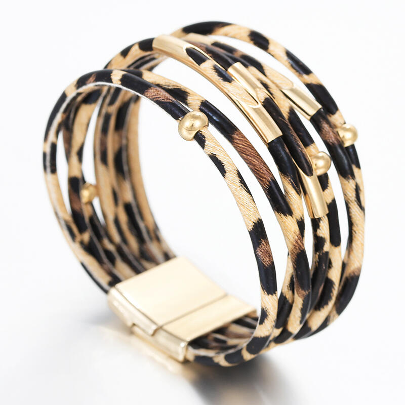 Leopard Printed Magnet Buckle Bracelet