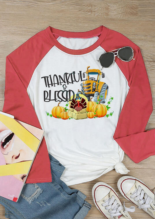 

Tees T-shirts Thankful Blessed Pumpkin T-Shirt Tee in White. Size