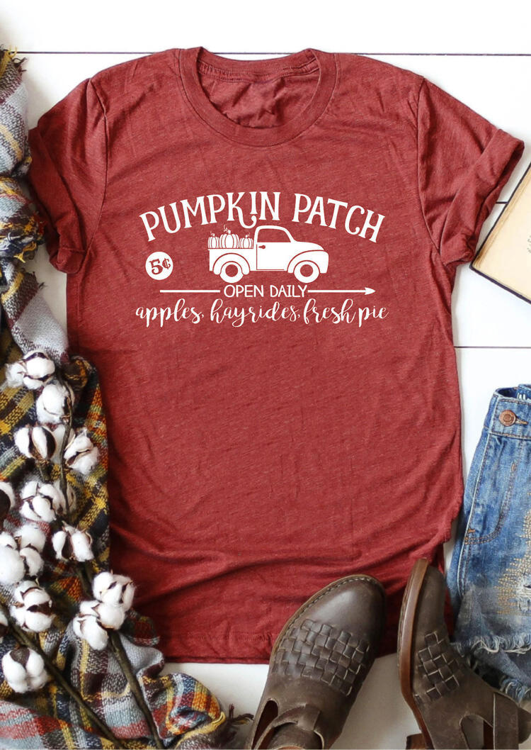 

Pumpkin Patch Open Daily T-Shirt Tee - Brick Red, 455866
