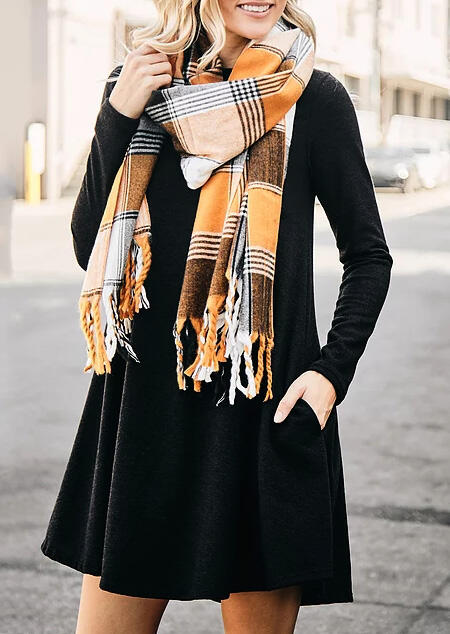 

Mini Dresses Pocket Long Sleeve Mini Dress - Black. Size: ,M,XL