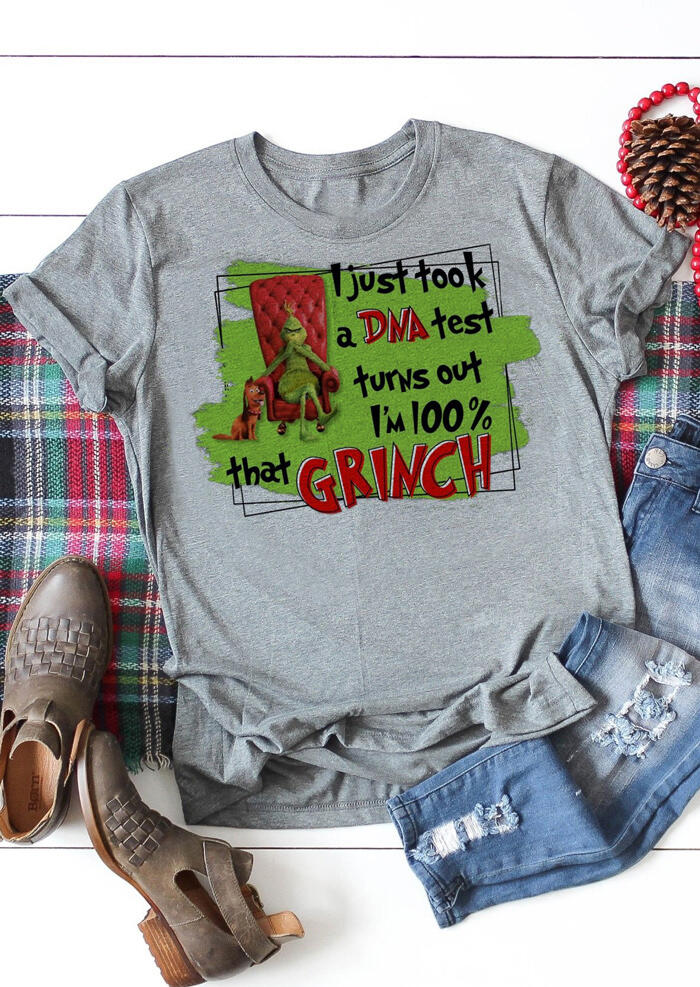 

Tees T-shirts Christmas I' 100% That Grinch T-Shirt Tee - Gray. Size