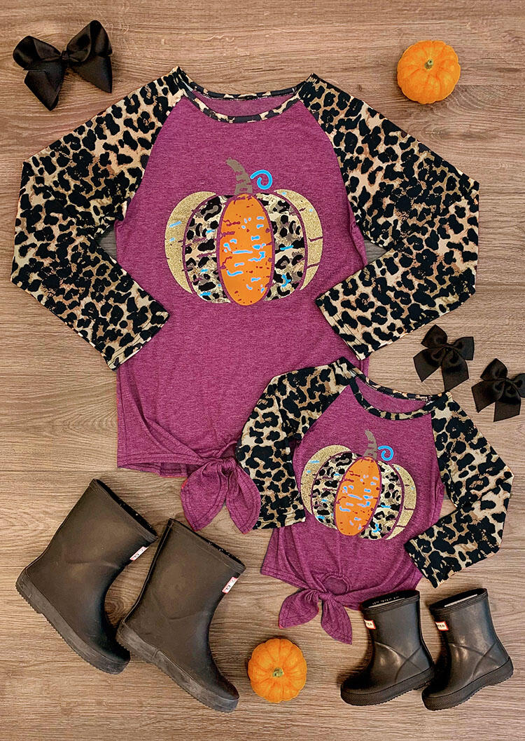 

Matching Outfits Mommy & Me Leopard Printed Pumpkin Tie T-Shirt Tee - Mommy. Size: MOM M,MOM L, Rose red