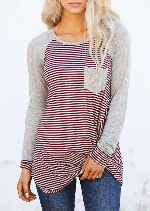 

Tees T-shirts Striped Splicing O-Neck T-Shirt Tee. Size: ,M, Stripe