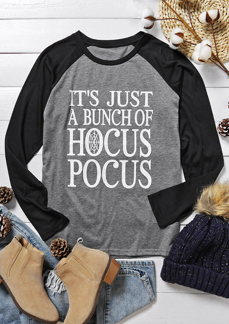 

It' Just A Bunch Of Hocus Pocus Baseball T-Shirt, Gray, 417224