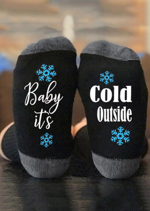 

Baby It's Cold Outside Snowflake Socks, Black, 456014