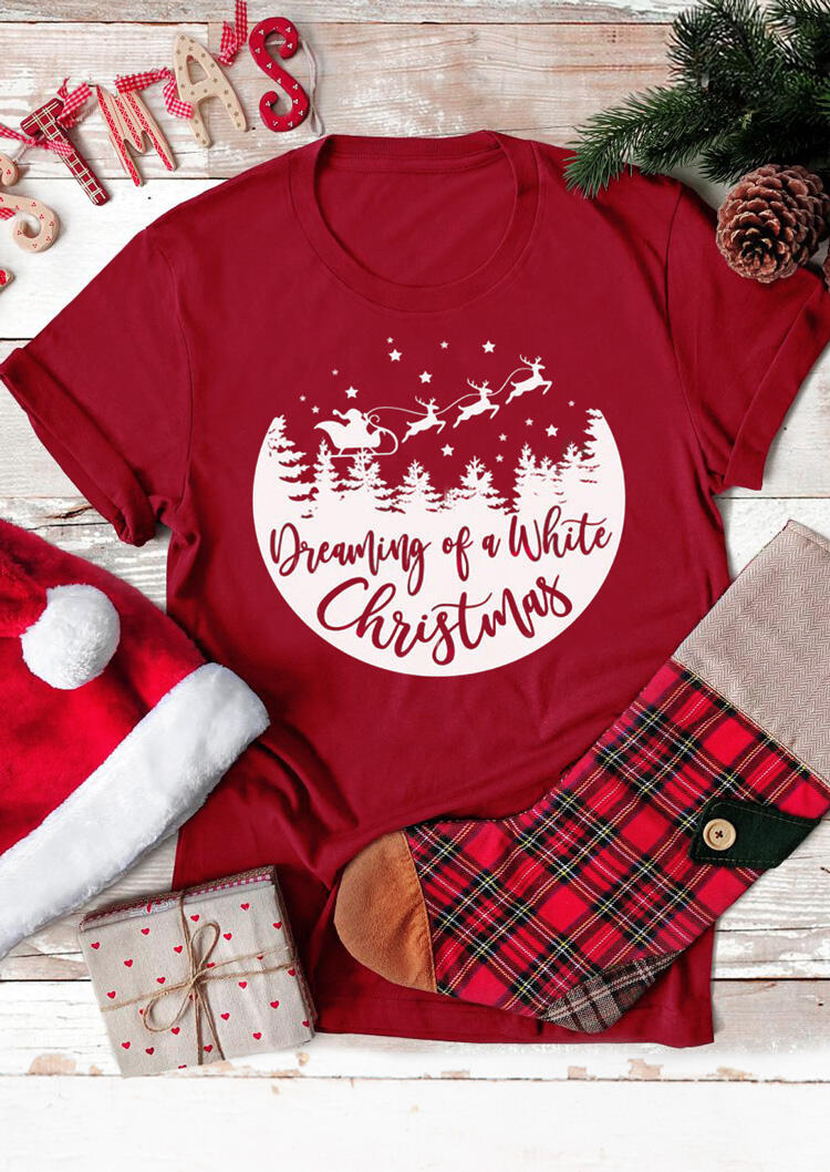 

T-shirts Tees Dreaming Of A White Christmas T-Shirt Tee in Red. Size