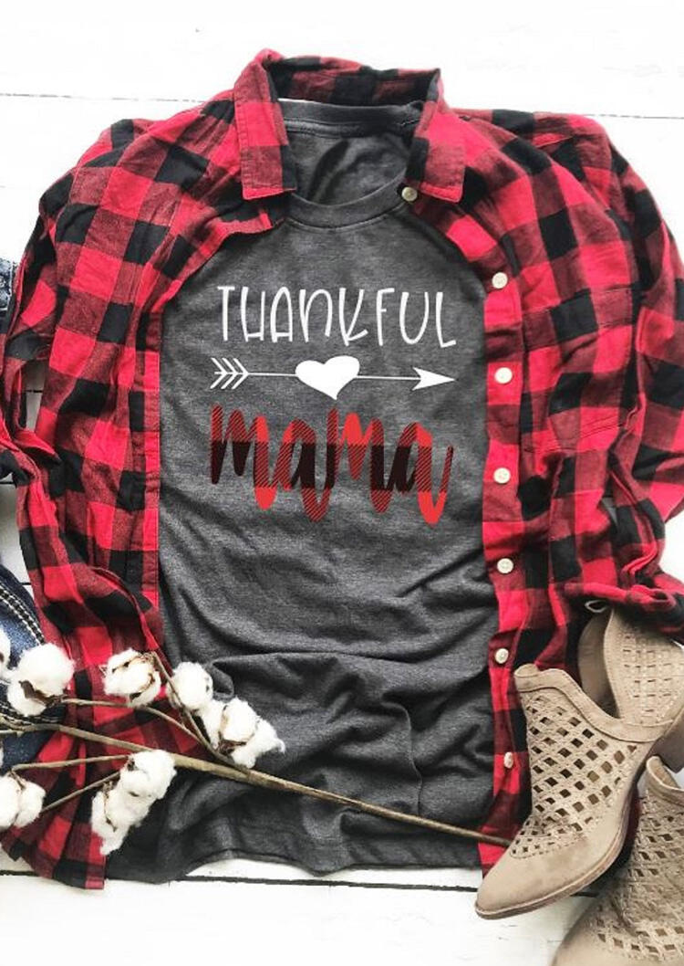 

Thankful Mama T-Shirt Tee - Gray, 456073