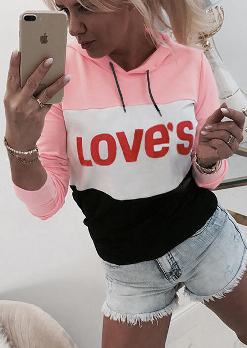 

Color Block Love' Drawstring Hoodie - Pink, 456040