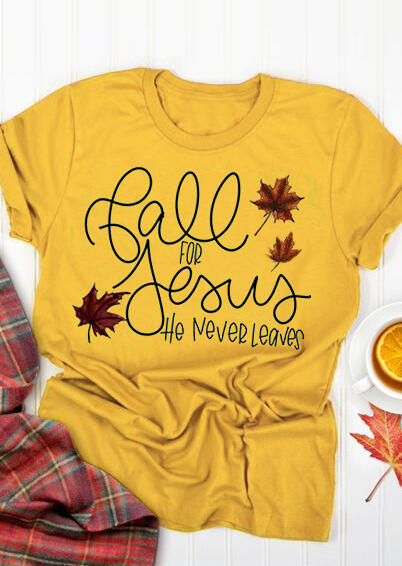 

T-shirts Tees Fall For Jesus Maple Leaf T-Shirt Tee in Yellow. Size