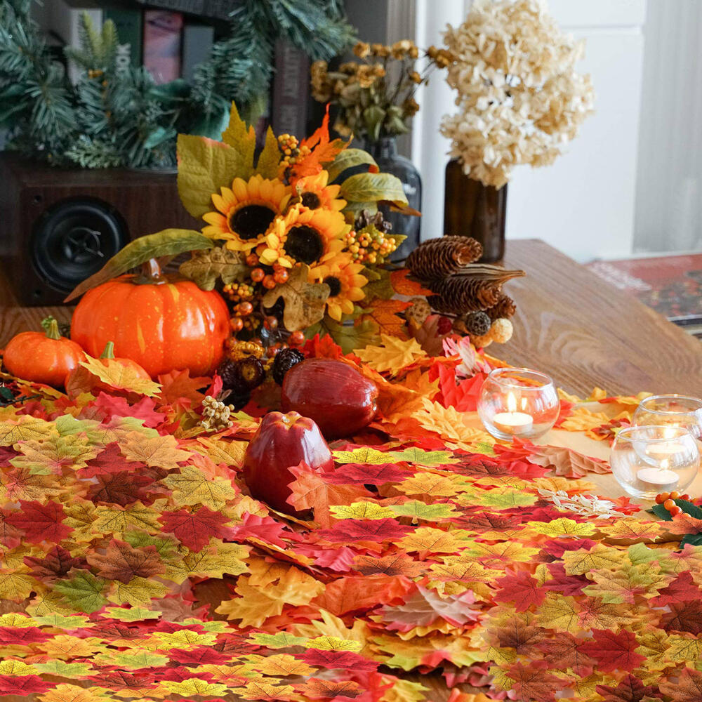 

Christmas Thanksgiving Festival Decoration 300Pcs Artificial Maple Leaves, Pattern1, 456131