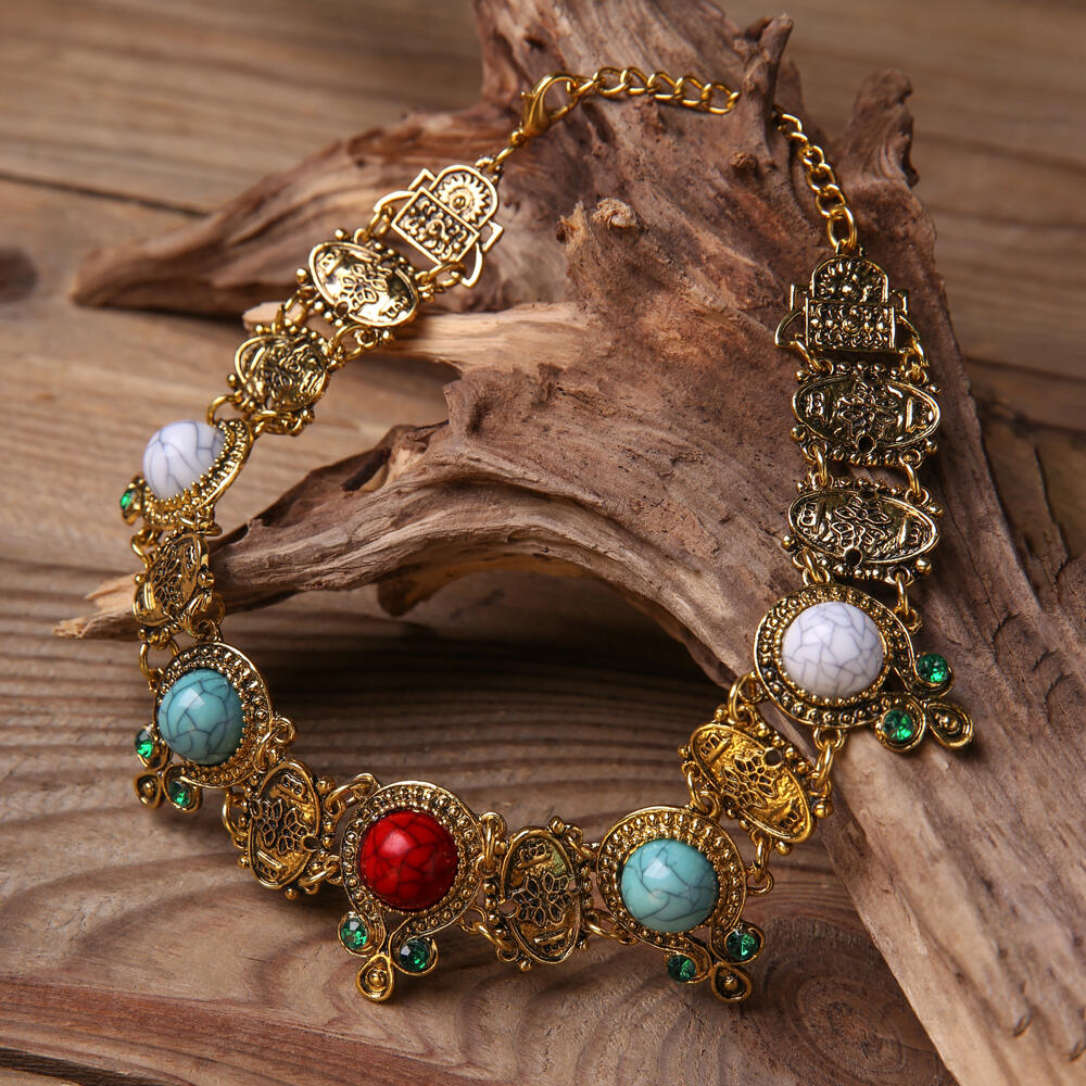

Necklaces Bohemian Totem Turquoise Vintage Necklace. Size, Gold