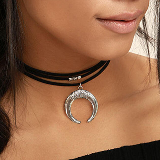 

Necklaces Moon Crescent Pendant Necklace. Size, Black