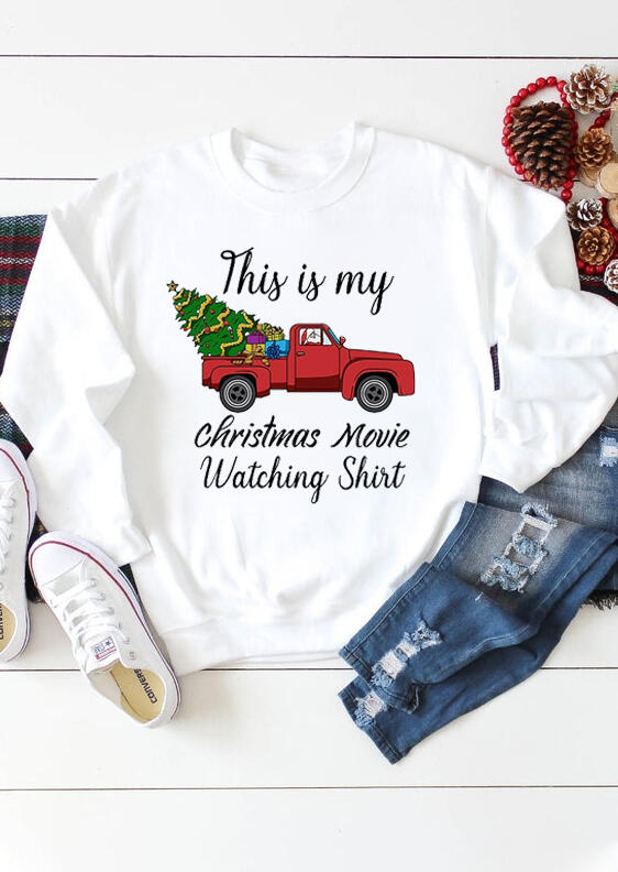 

Hoodies & Sweatshirts This Is My Christmas Movies Watching Sweatshirt - White. Size: S,M