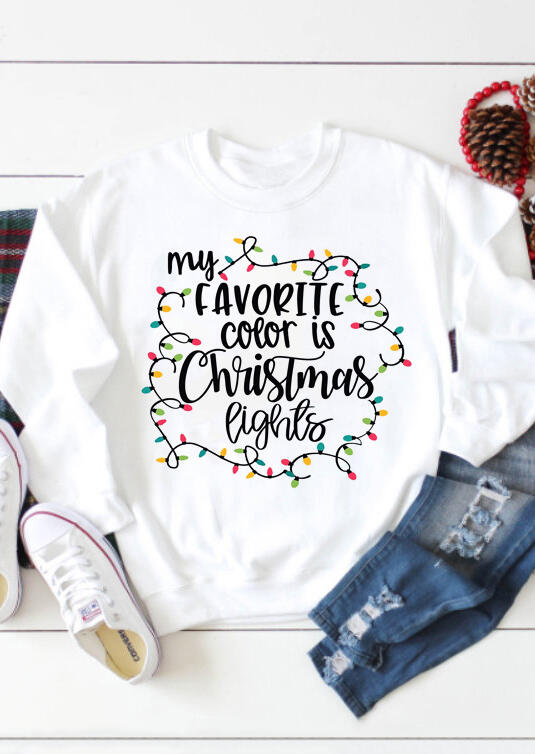 

My Favorite Color Is Christmas Lights Sweatshirt - White, 456340