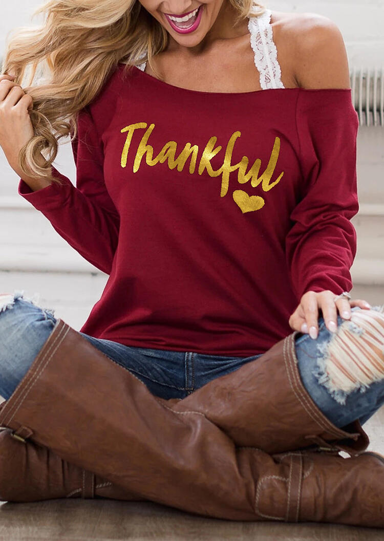 Thankful Heart Off Shoulder Blouse without Strap - Burgundy