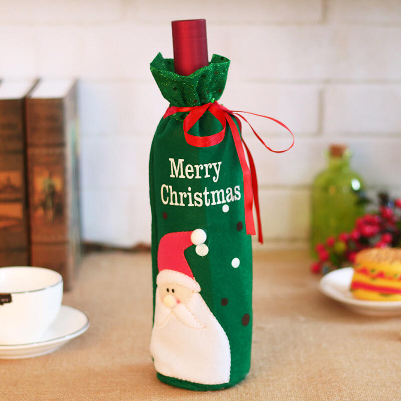 

Merry Christmas Santa Tie Wine Bottle Bag, Green;red, 456383