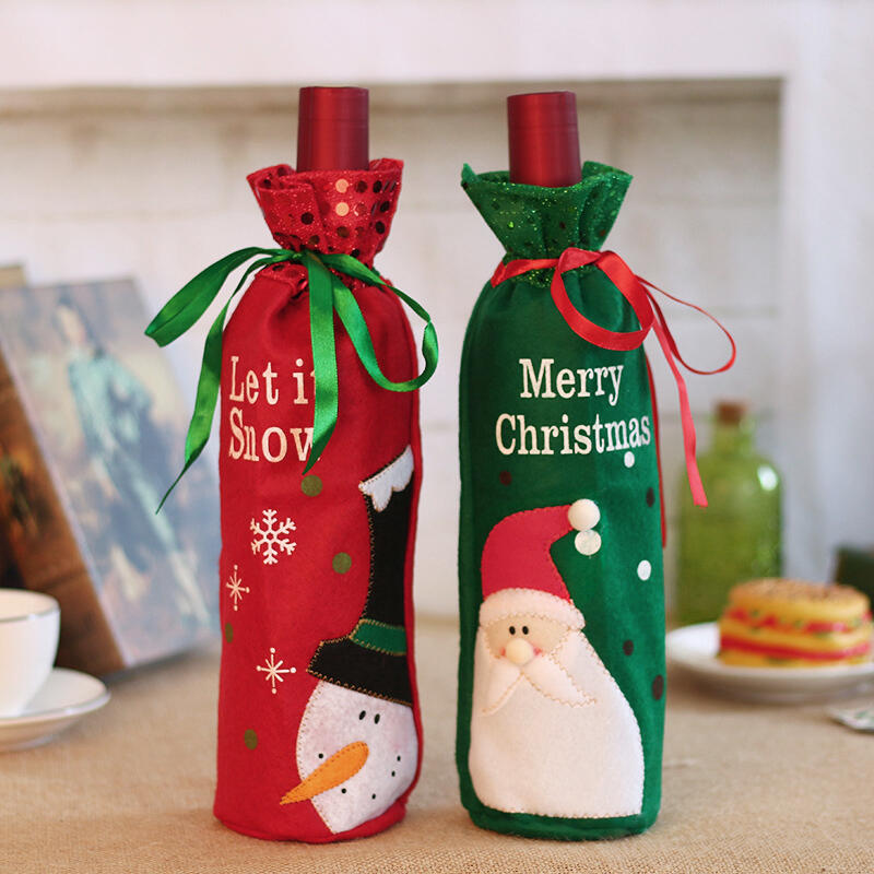

Festive & Party Supplies Merry Christmas Santa Tie Wine Bottle Bag, Green