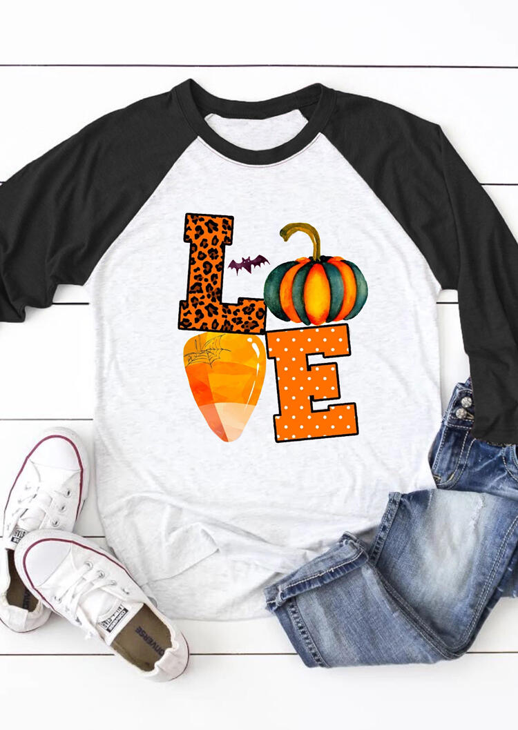 

Love Pumpkin Long Sleeve T-Shirt Tee - Light Grey, 456389