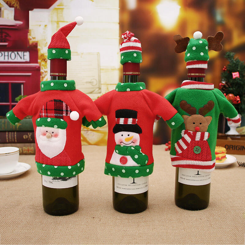 

Festive & Party Supplies Christmas Decoration Santa Snowman Knit Wine Bottle Sweater Cover, Pattern1
