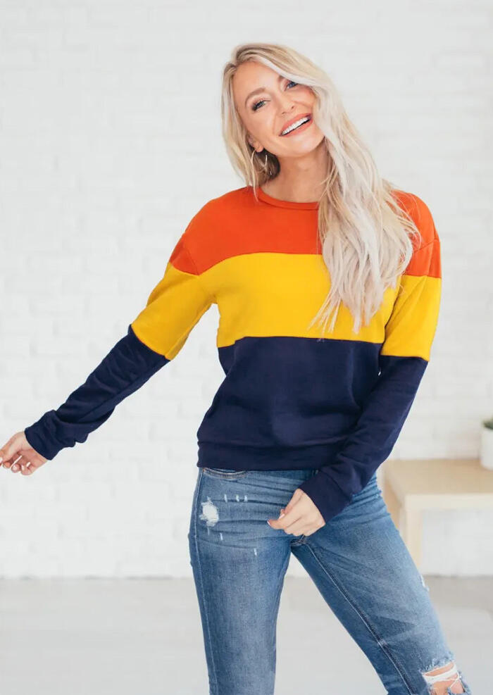 

Hoodies & Sweatshirts Color Block O-Neck Sweatshirt - Multicolor. Size