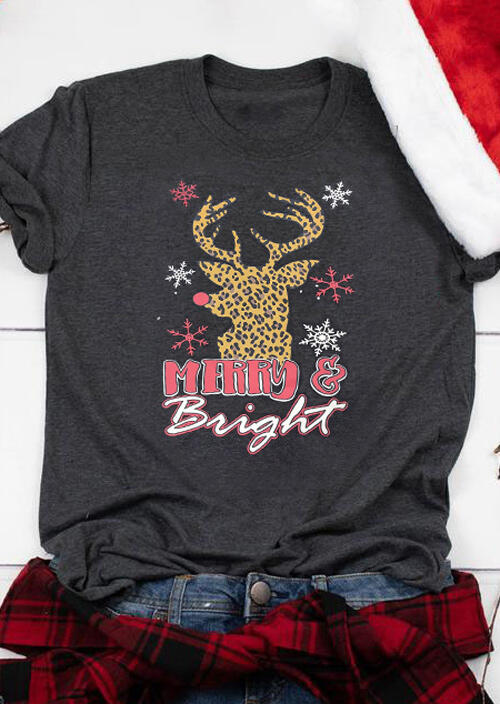 

Merry Bright O-Neck T-Shirt Tee - Dark Grey, 456352