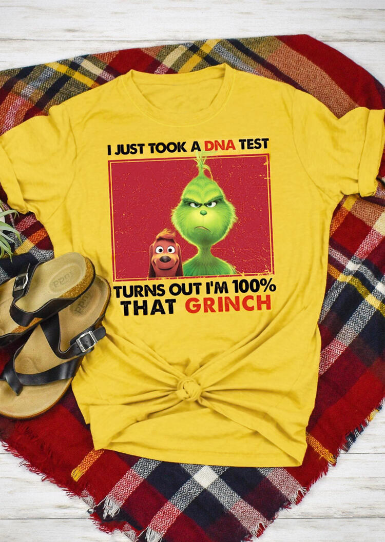 

Tees T-shirts I Just Took A DNA Test I'm 100% That Grinch T-Shirt Tee - Yellow. Size: ,M