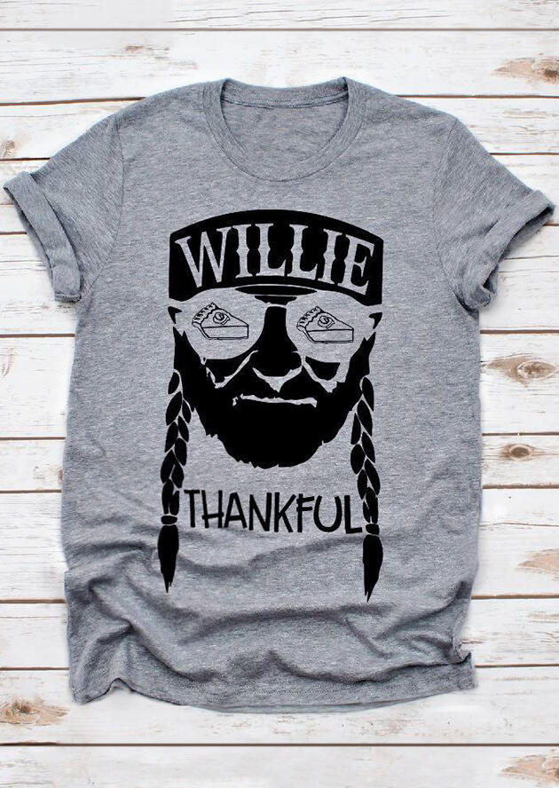 

Tees T-shirts Willie Thankful T-Shirt Tee - Gray. Size