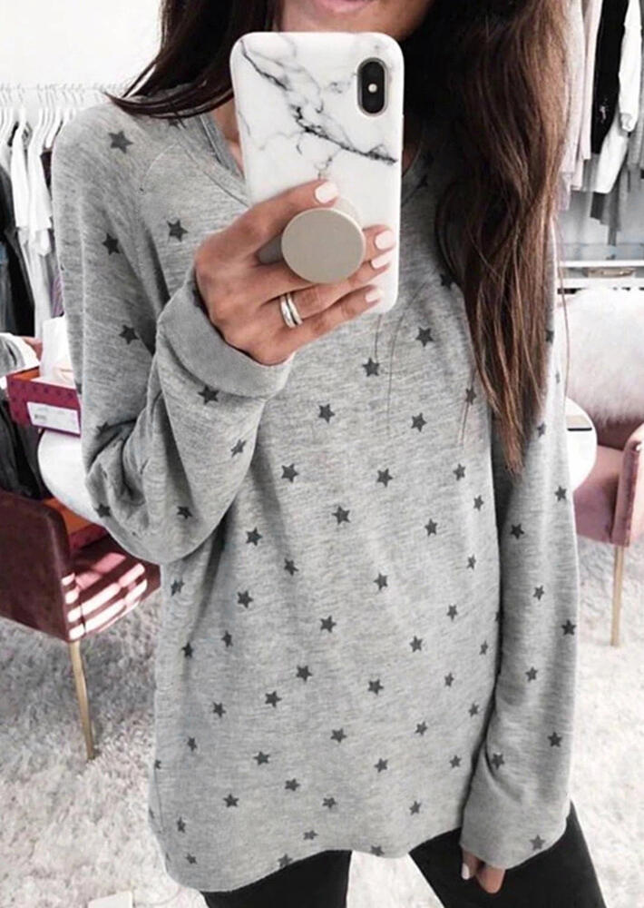 

Tees T-shirts Star Long Sleeve T-Shirt Tee - Gray. Size