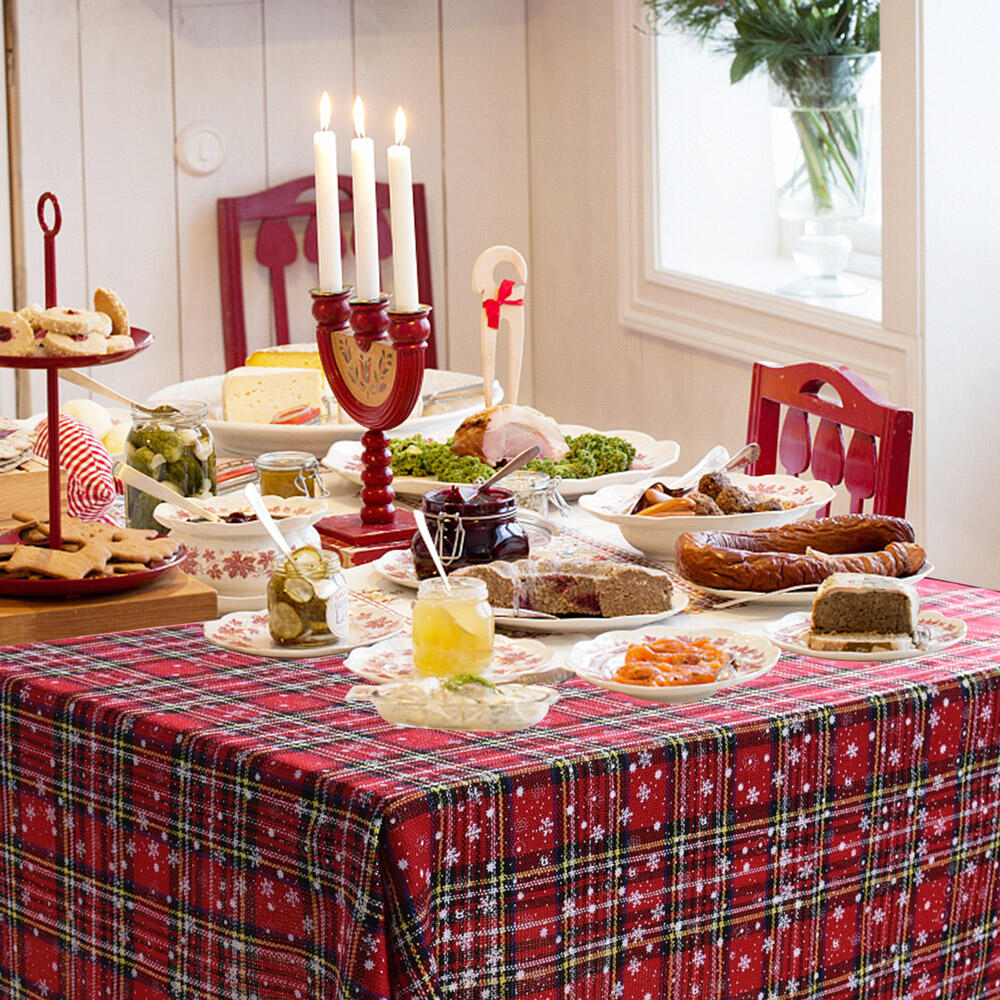 

Double-Sided Plaid Snowflake Printed Christmas Tablecloth, Pattern1, 456584
