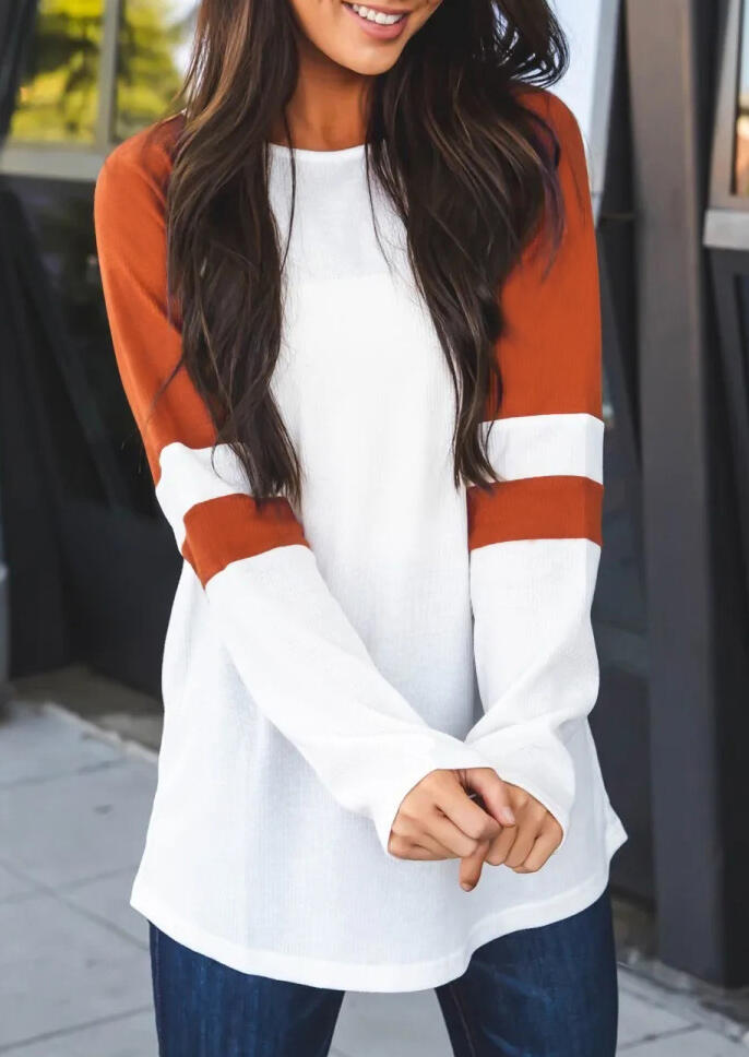 

Color Block Splicing T-Shirt Tee - White, 456662