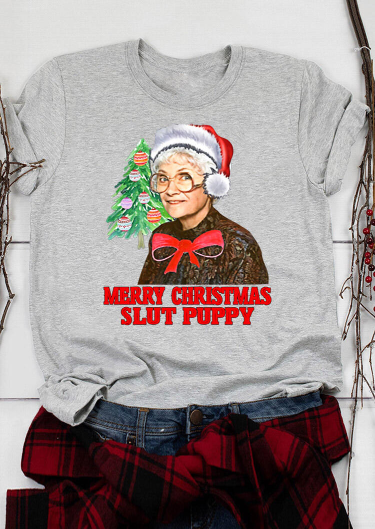 Merry Christmas Slut Puppy T-Shirt Tee – Light Grey